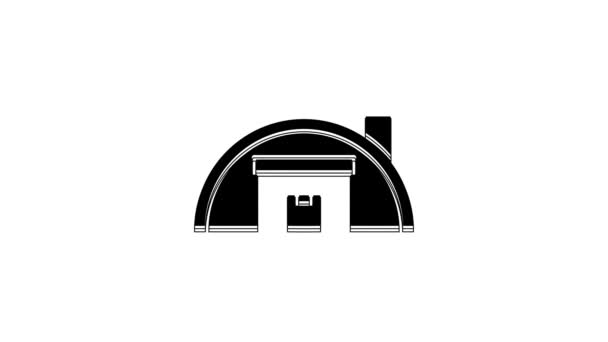 白い背景に隔離された黒い倉庫のアイコン 4Kビデオモーショングラフィックアニメーション — ストック動画