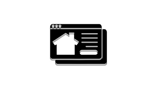 黑线地产在浏览器图标中隔离在白色背景下 住房贷款的概念 购买房产 4K视频运动图形动画 — 图库视频影像