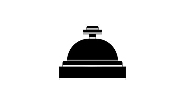 Czarny Hotel Usługi Dzwonek Ikona Izolowane Białym Tle Dzwonek Recepcji — Wideo stockowe