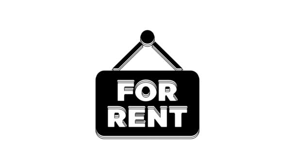Black Hanging Sign Text Rent Icon Isolated White Background Signboard — Video Stock