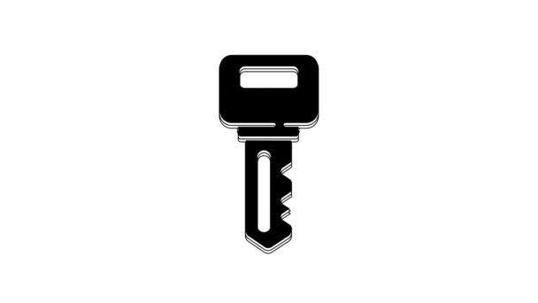 Black House Key Icon Isolated White Background Video Motion Graphic — Stockvideo
