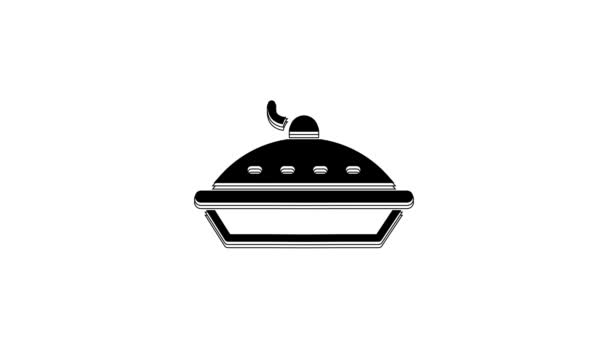 Black Homemade Pie Icon Isolated White Background Video Motion Graphic — Stock Video