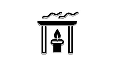 Beyaz arkaplanda siyah Aroma mum simgesi izole edildi. 4K Video hareketli grafik canlandırması.