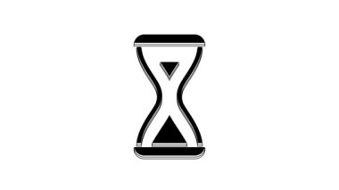 Black Sauna hourglass icon isolated on white background. Sauna timer. 4K Video motion graphic animation.