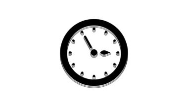 Black Sauna clock icon isolated on white background. Sauna timer. 4K Video motion graphic animation.