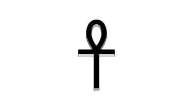 Black Cross ankh icon isolated on white background. 4K Video motion graphic animation.