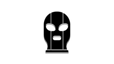 Black Mexican wrestler icon isolated on white background. 4K Video motion graphic animation.