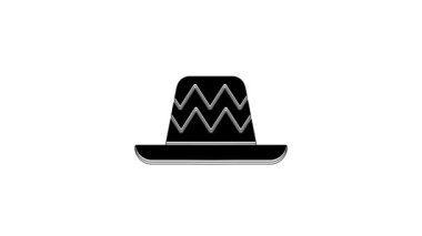 Black Traditional mexican sombrero hat icon isolated on white background. 4K Video motion graphic animation.