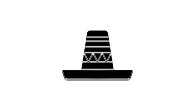 Black Traditional mexican sombrero hat icon isolated on white background. 4K Video motion graphic animation.