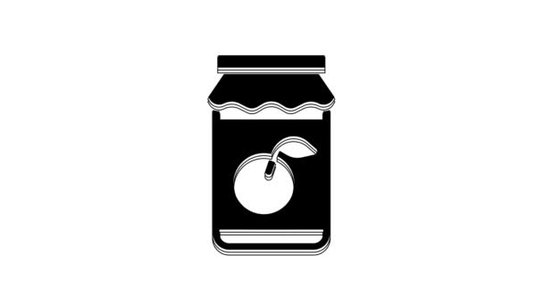 Black Marmeladenglas Symbol Isoliert Auf Weißem Hintergrund Video Motion Grafik — Stockvideo