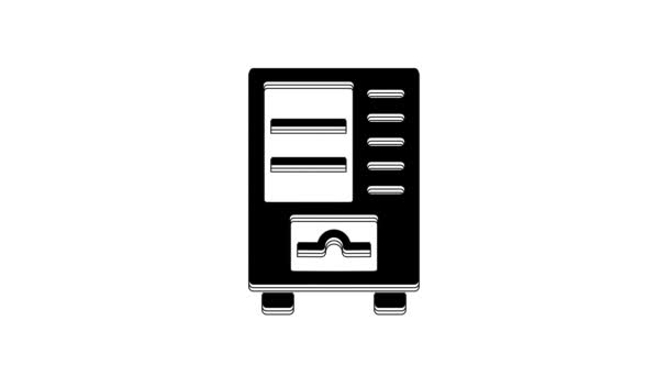 Black Vending Machine Food Beverage Automatic Selling Icon Isolated White — ストック動画