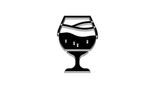 Schwarzes Glas Bier Symbol Isoliert Auf Weißem Hintergrund Video Motion — Stockvideo
