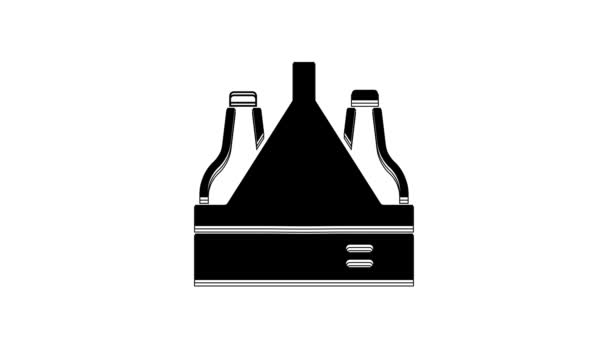 Black Pack Beer Bottles Icon Isolated White Background Case Crate — Vídeo de stock