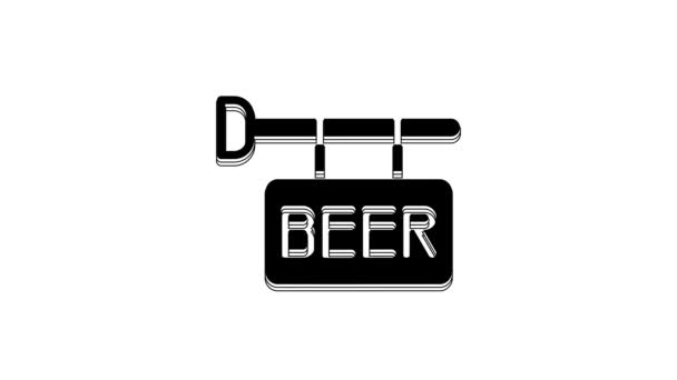 Black Street Signboard Inscription Beer Icon Isolated White Background Suitable — Stock Video