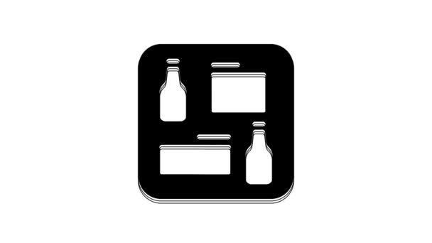 Black Beer Menu Icon Isolated White Background Beer Restaurant Brochure — Wideo stockowe