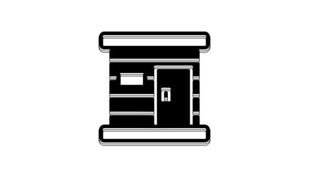 Black Sauna Wooden Bathhouse Icon Isolated White Background Heat Spa — ストック動画
