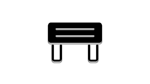 黑色桑拿木长椅图标隔离在白色背景 4K视频运动图形动画 — 图库视频影像
