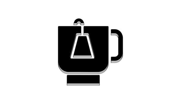 Xícara Chá Preto Com Ícone Saco Chá Isolado Fundo Branco — Vídeo de Stock