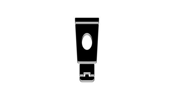 Black Cream Lotion Cosmetic Tube Icon Isolated White Background Body — Wideo stockowe