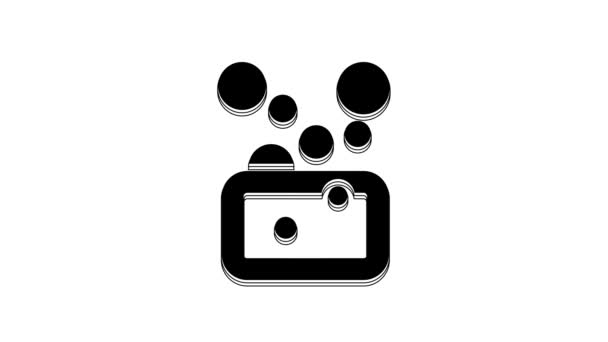 Чорний Батончик Мила Ізольований Білому Тлі Мильний Бар Бульбашками Відео — стокове відео