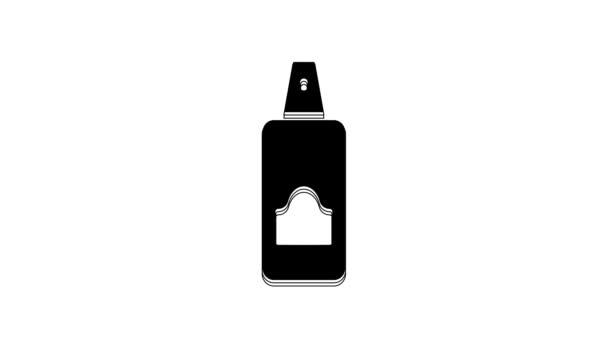 黑色喷雾器可用于发胶 除臭剂 防汗剂图标 在白色背景下隔离 4K视频运动图形动画 — 图库视频影像