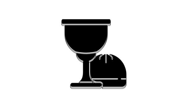 Black Holy Grail Chalice Icon Isolated White Background Christian Chalice — Stock Video