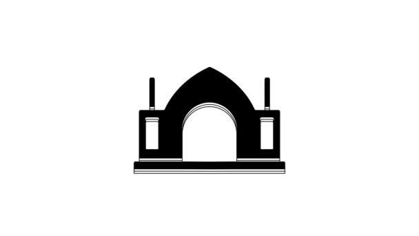 Black Hindu Spiritual Temple Icon Isolated White Background Video Motion — 비디오