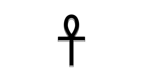 Black Cross Ankh Icon Isolated White Background Video Motion Graphic — Stock videók
