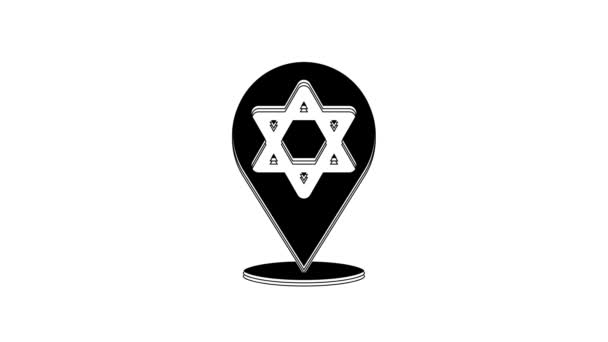 Black Star David Icoon Geïsoleerd Witte Achtergrond Joodse Religie Symbool — Stockvideo