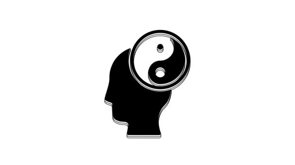 Black Yin Yang Symbol Harmony Balance Icon Isolated White Background — Stock Video