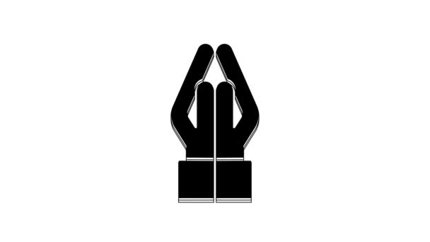 Czarne Ręce Pozycji Modlitewnej Ikona Izolowana Białym Tle Modlitwa Boga — Wideo stockowe