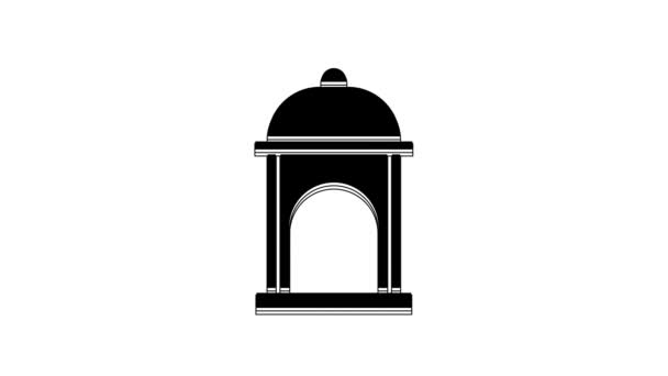 Black Muslim Mosque Icon Isolated White Background Video Motion Graphic — Vídeo de Stock