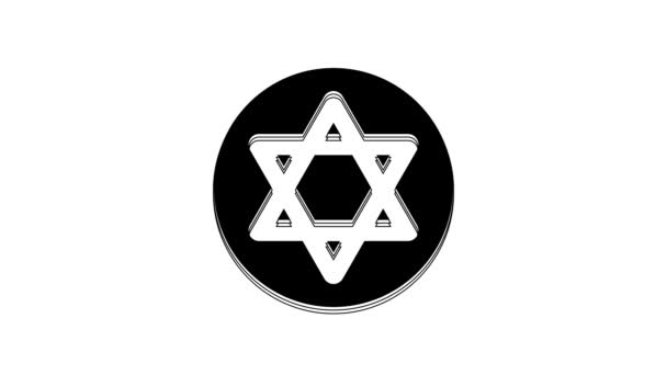 Schwarzer Davidstern Isoliert Auf Weißem Hintergrund Symbol Jüdischer Religion Symbol — Stockvideo