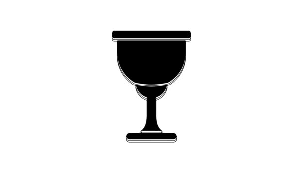 Black Holy Grail Chalice Icon Isolated White Background Christian Chalice — Vídeos de Stock
