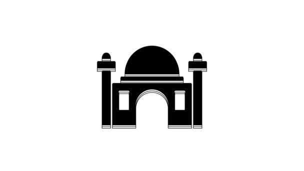 Black Muslim Mosque Icon Isolated White Background Video Motion Graphic — Stockvideo