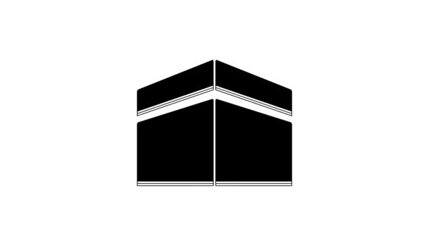 黒のカアバモスクのアイコンは 白い背景に隔離された カアバ ハッジ メッカ巡礼ラマダーン イスラム教徒のモスクを祈る 4Kビデオモーショングラフィックアニメーション — ストック動画