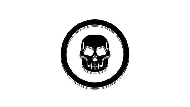 Black Mexican Skull Coin Icon Isolated White Background Video Motion — Stockvideo
