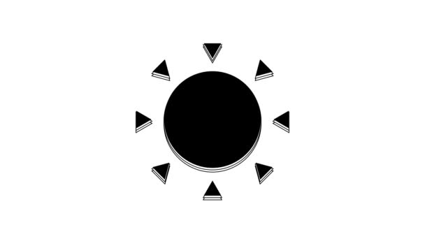 Icono Sol Negro Aislado Sobre Fondo Blanco Símbolo Verano Buen — Vídeo de stock