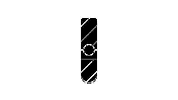 在白色背景上孤立的黑色雪茄图标 4K视频运动图形动画 — 图库视频影像