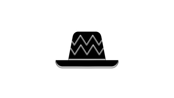 Black Traditional Mexican Sombrero Hat Icon Isolated White Background Video — Wideo stockowe