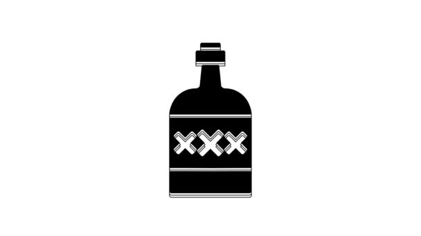 Черный Значок Бутылки Текилы Изолированы Белом Фоне Мексиканский Алкоголь Видеографическая — стоковое видео