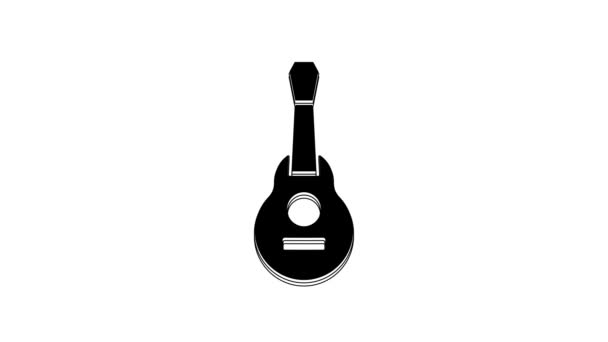 Black Mexican Guitar Icon Isolated White Background Acoustic Guitar String — Stockvideo