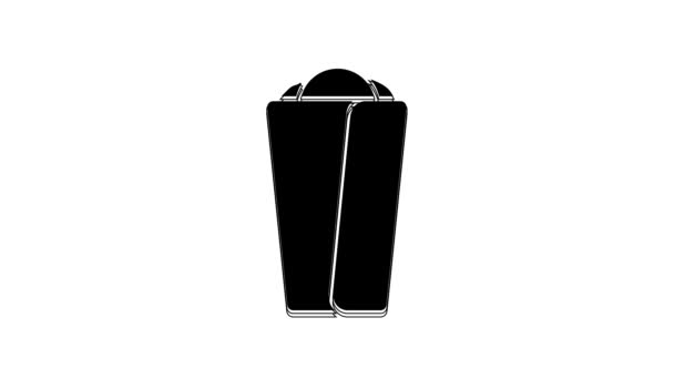 Black Burrito Icon Isolated White Background Traditional Mexican Fast Food — Stockvideo