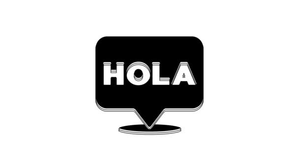 Icono Hola Negro Aislado Sobre Fondo Blanco Animación Gráfica Vídeo — Vídeo de stock