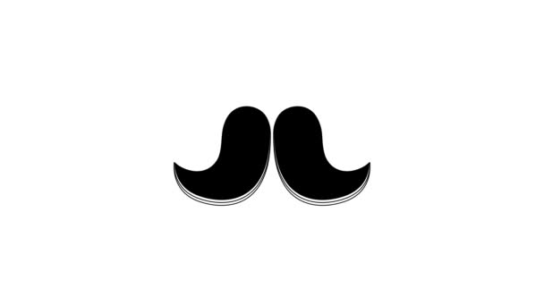 Svart Mustache Ikon Isolerad Vit Bakgrund Frisörsalong Ansiktshår Video Motion — Stockvideo