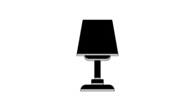 Black Table lamp icon isolated on white background. Desk lamp. 4K Video motion graphic animation.