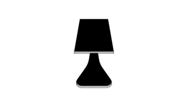 Black Table lamp icon isolated on white background. Desk lamp. 4K Video motion graphic animation.