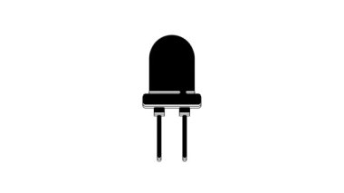 Black Light emitting diode icon isolated on white background. Semiconductor diode electrical component. 4K Video motion graphic animation.