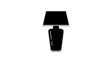 Black Table lamp icon isolated on white background. Desk lamp. 4K Video motion graphic animation.