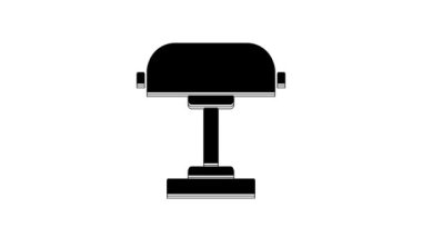 Black Table lamp icon isolated on white background. Desk lamp. 4K Video motion graphic animation.